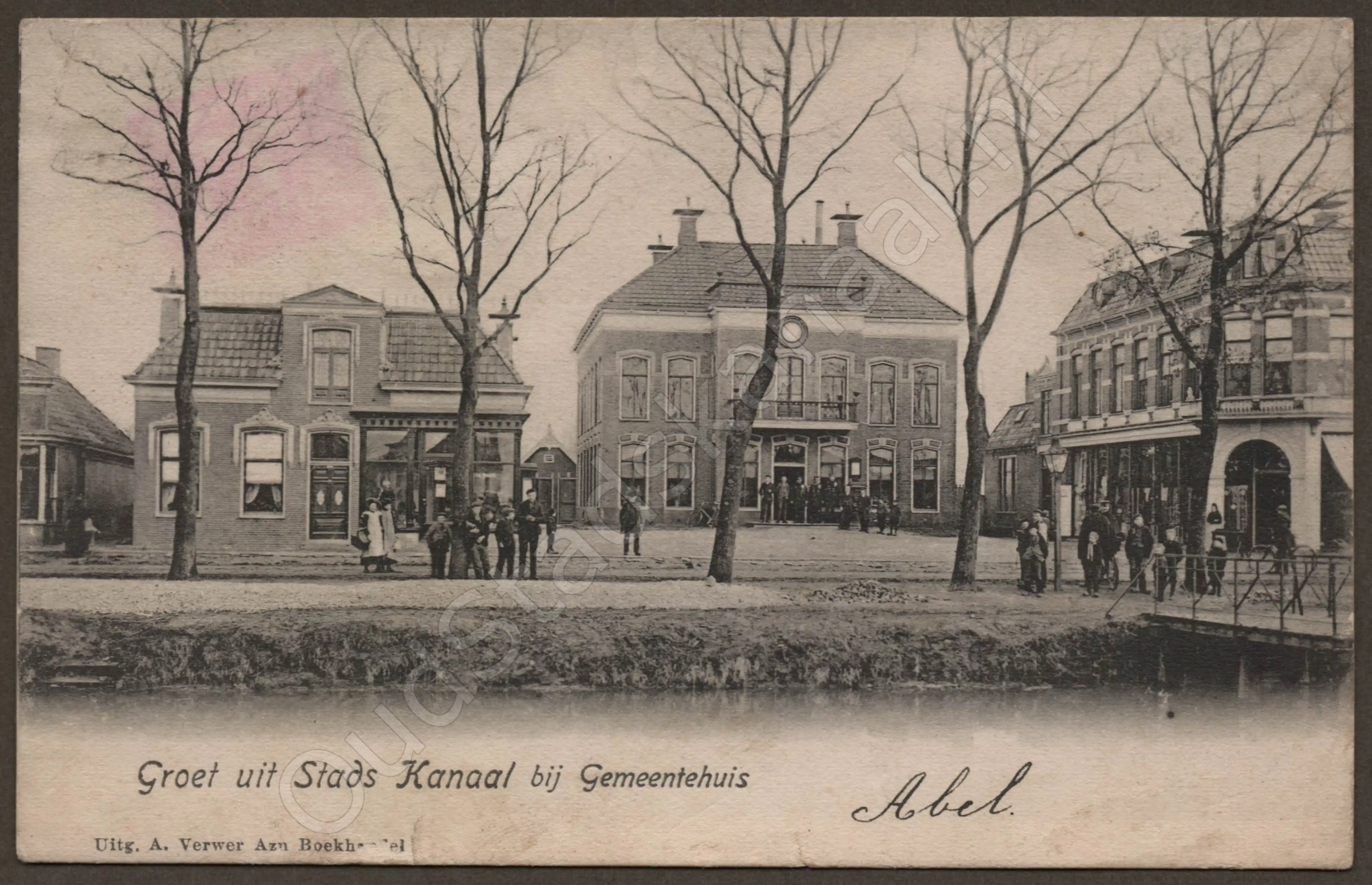 <span id='curid'>2759</span>~Groet uit Stads Kanaal bij Gemeentehuis (&plusmn;1903)