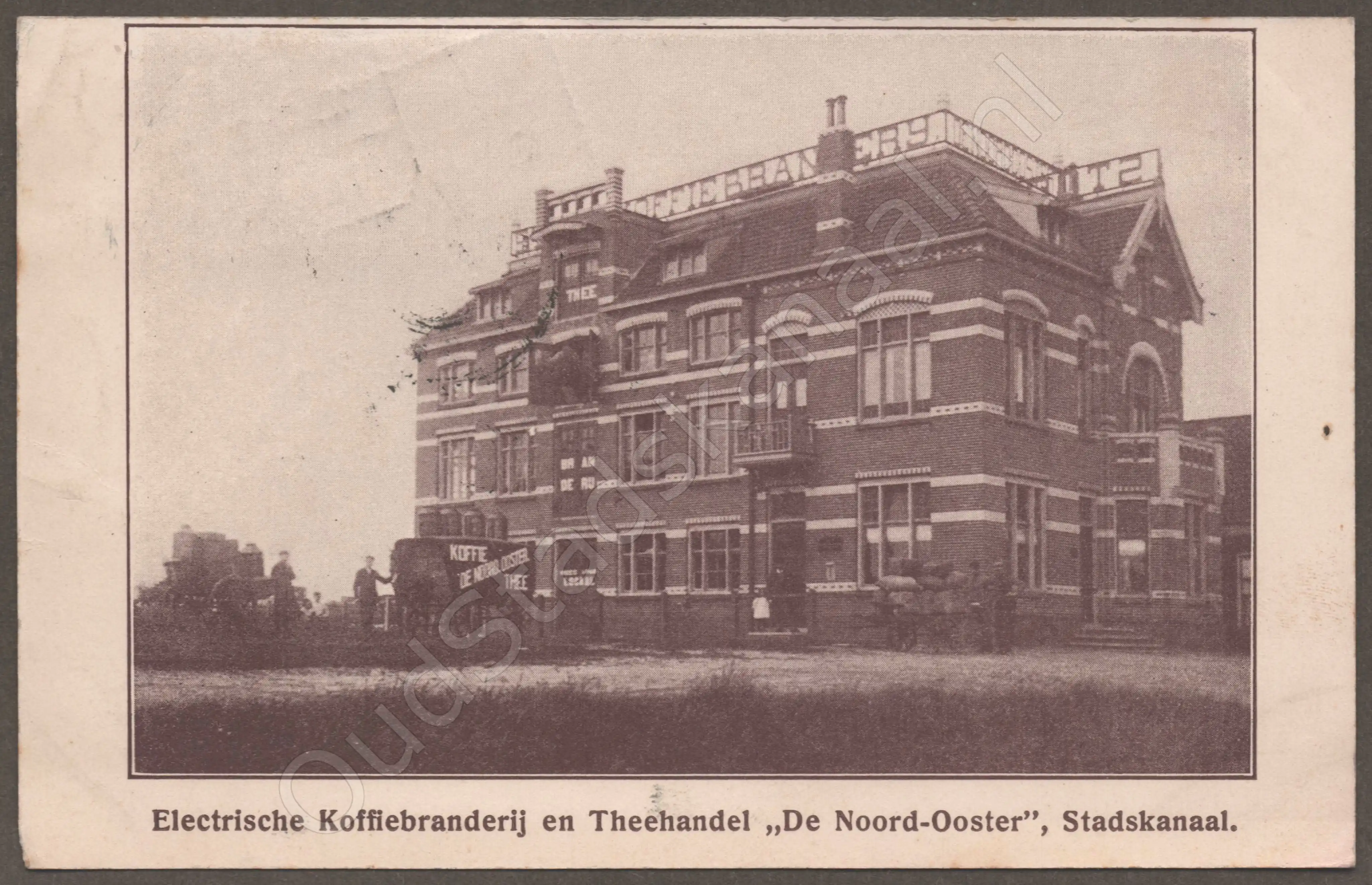 <span id='curid'>5433</span>~Electrische Koffiebranderij en Theehandel "De Noord-Ooster", Stadskanaal. (&plusmn;1911)